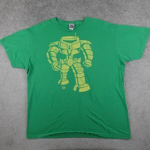 Vintage Ames Bros Shirt Men's XL Green Big Robot Man Graphic Tee 90s Y2K